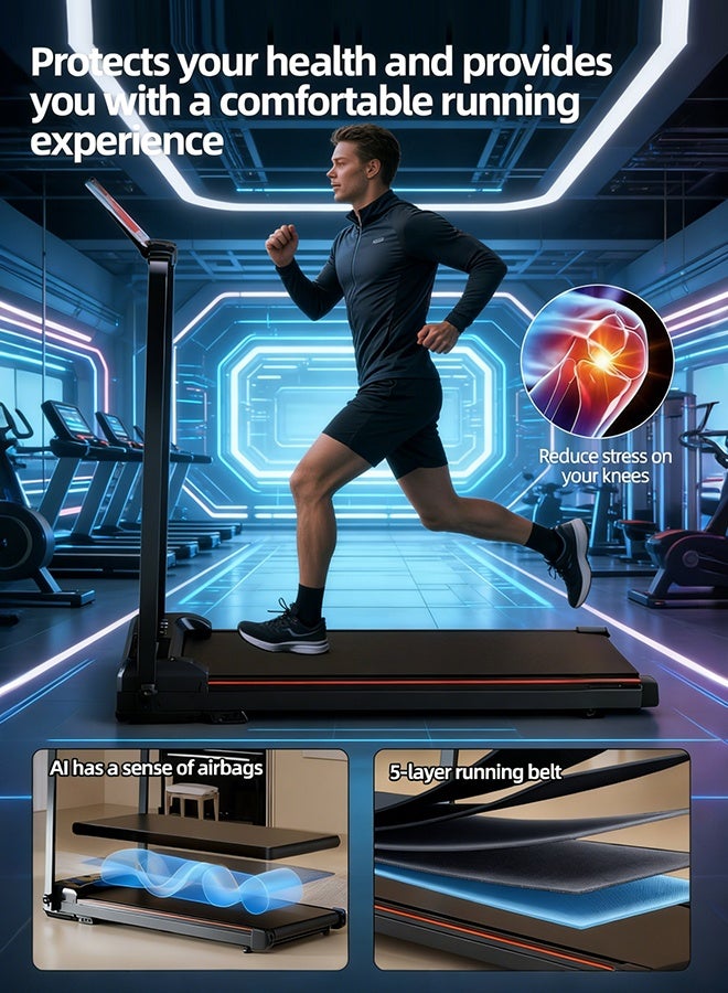 Favarey Treadmill with Incline Walking Pad with 8% Incline Portable Under Desk Treadmill Foldable Treadmills for Home and Office 2.0 HP Quiet Walking Pad Treadmill with 300 LBS Capacity 1-6 km/h iPad Holder - Image 4